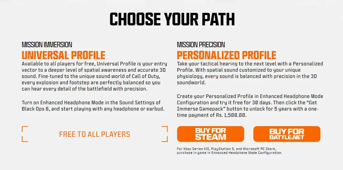 COD audio profile subscription