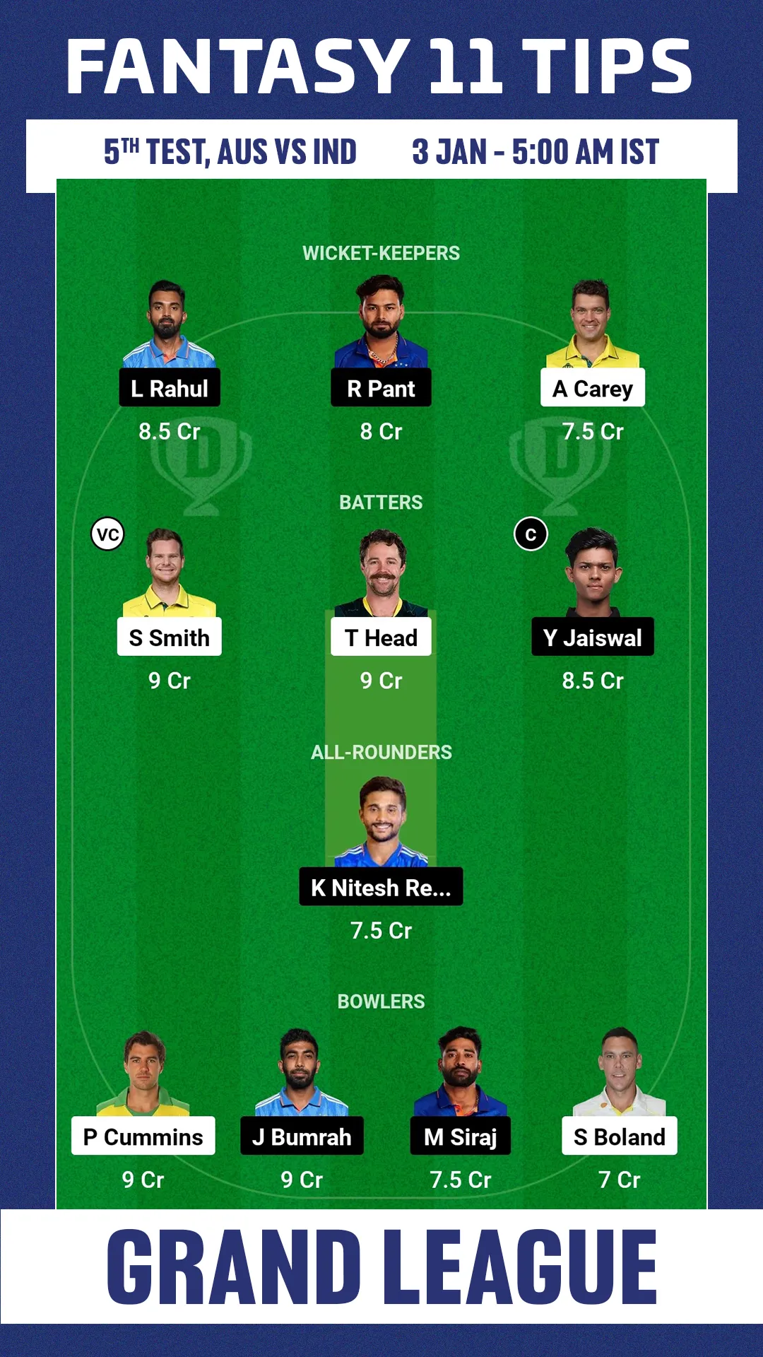 Dream11 AUS vs IND