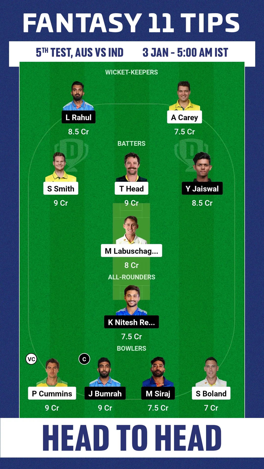 Dream11 AUS vs IND 