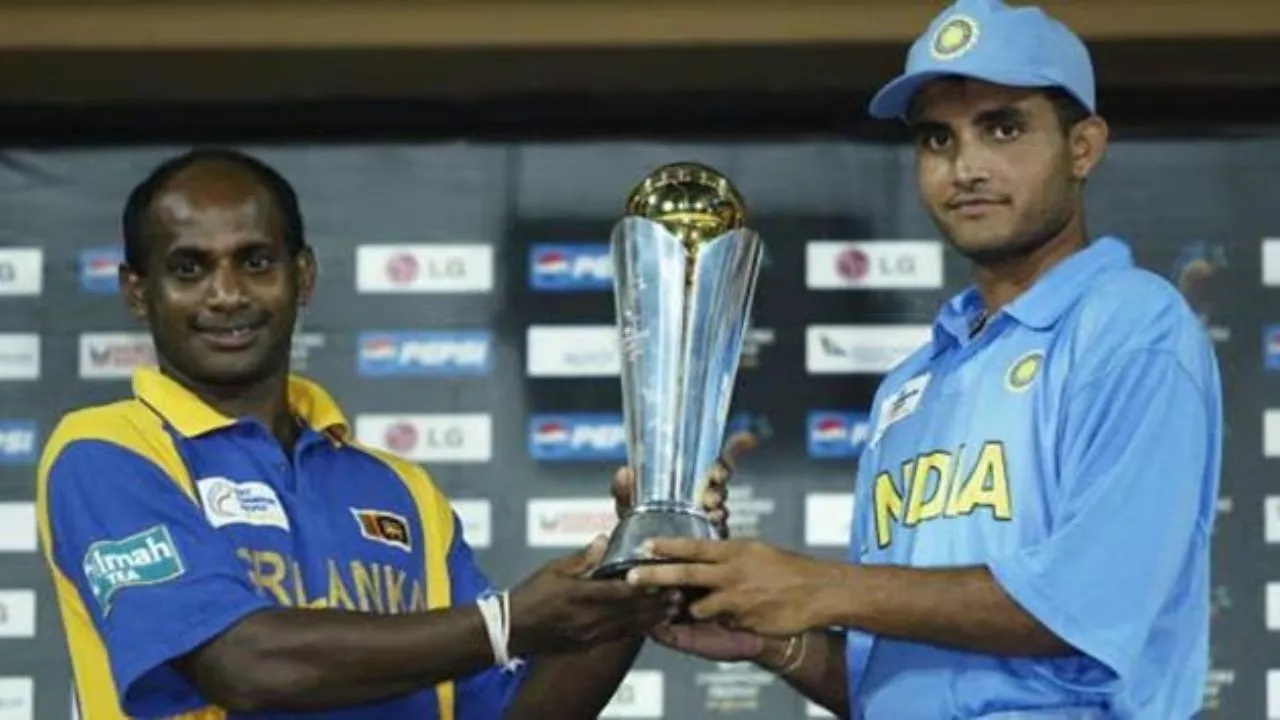 India and Sri Lanka were joint winners of Champions Trophy in 2002