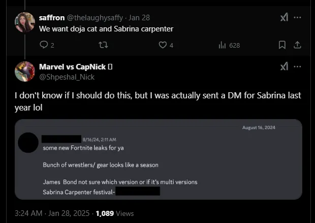 Sabrina Carpenter Fortnite