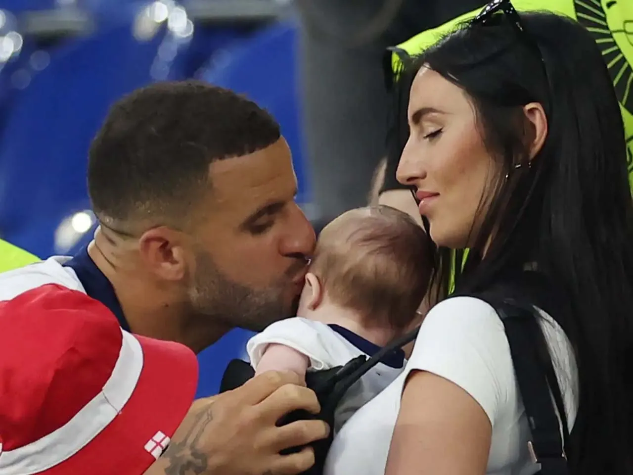 Kyle Walker with his wife and kid 