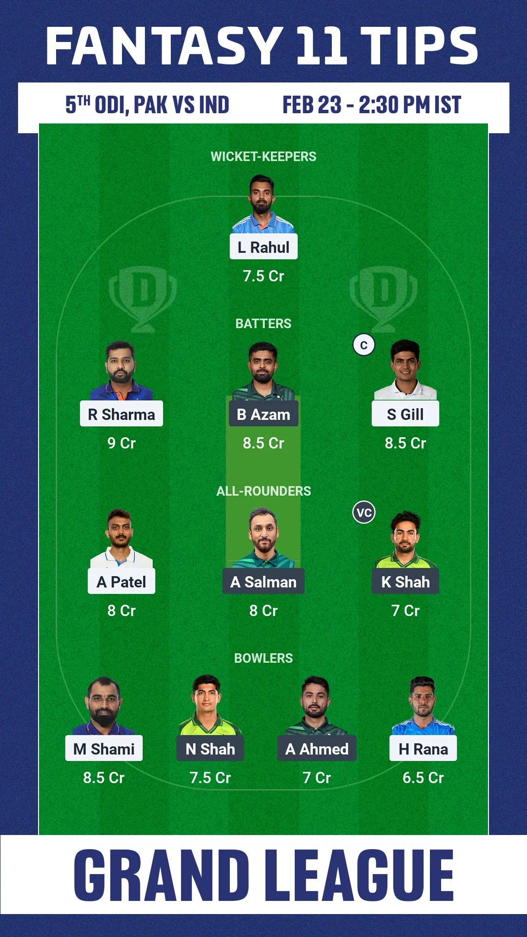 PAK vs IND Dream11 Prediction