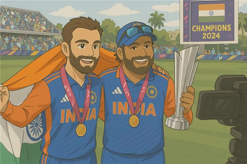 Virat Kohli iconic cricket moments in Ghibli-Style Art