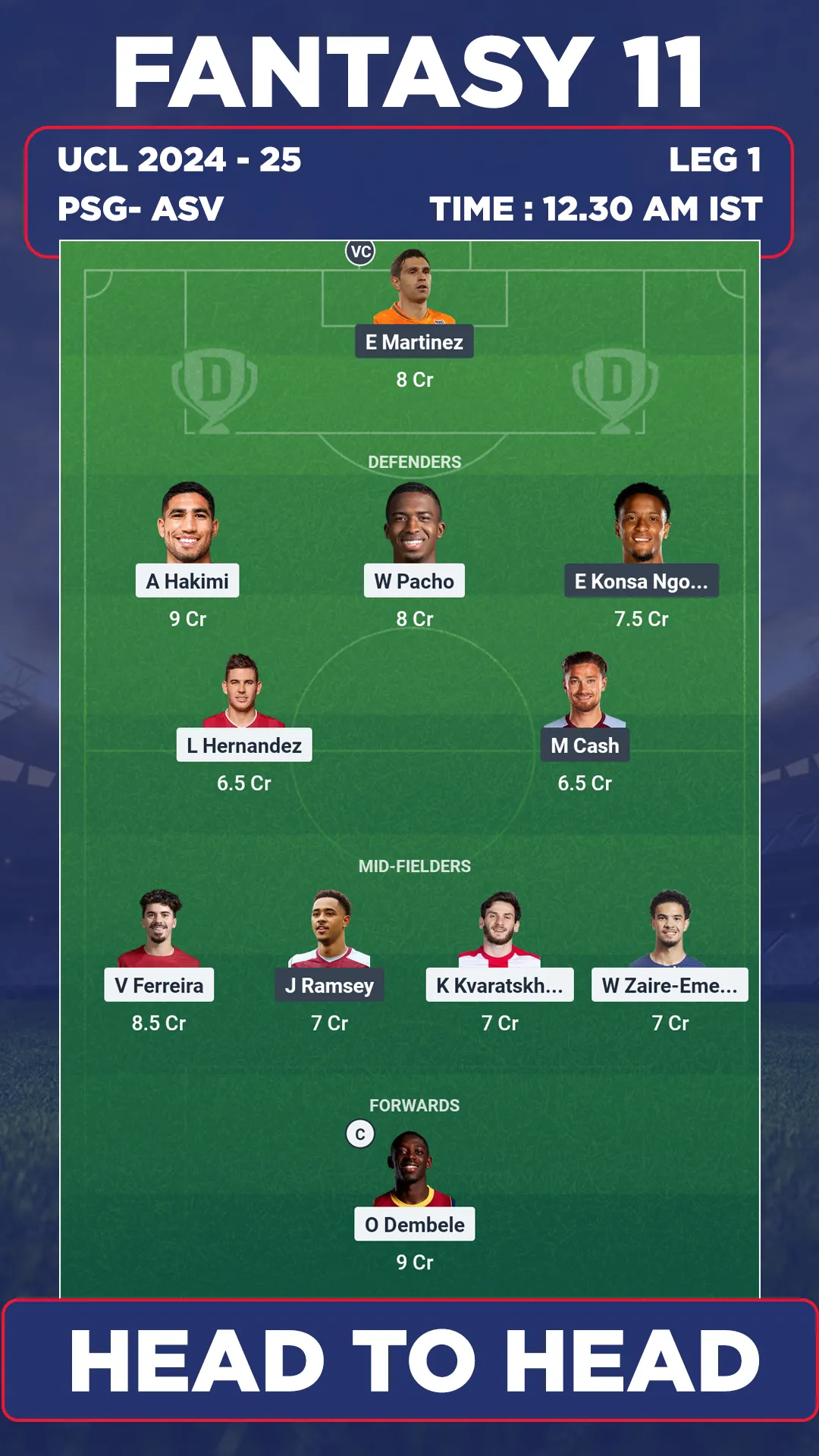 PSG vs ASV Dreamm11