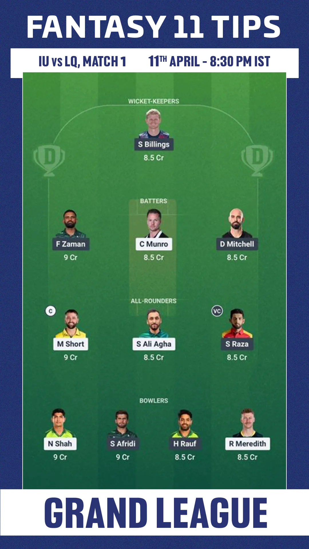 ISL vs LAH Dream11