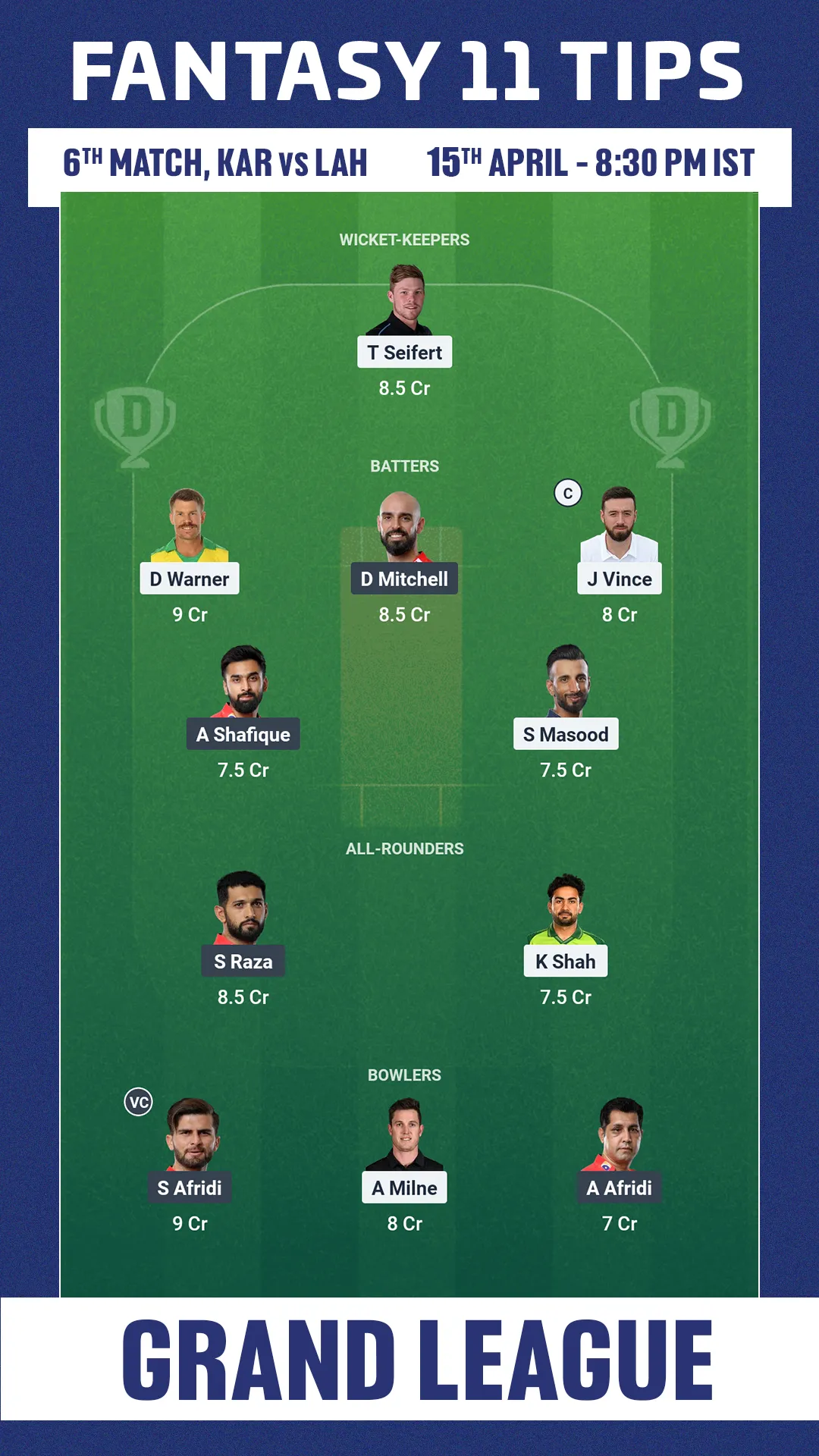 KAR vs LAH DREAM11 PREDICTION