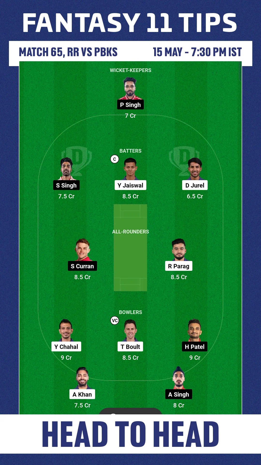 RR vs PBKS Dream11