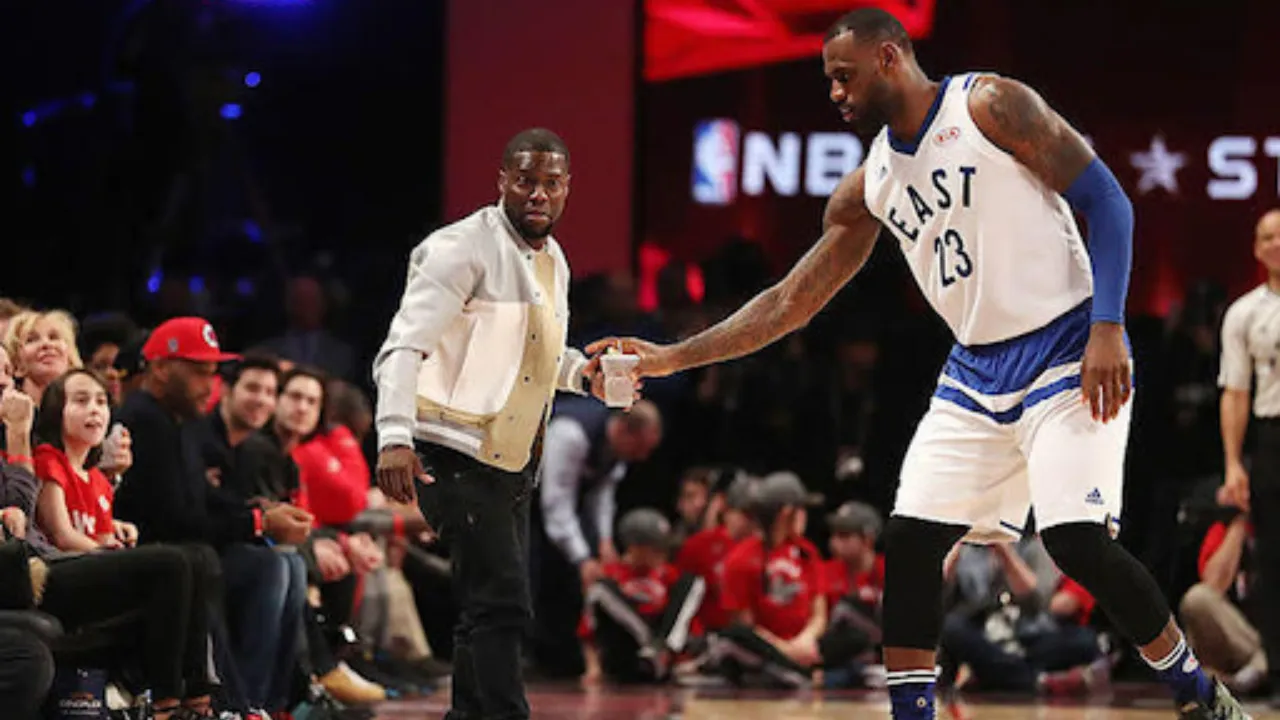 LeBron James has fun with Kevin Hart