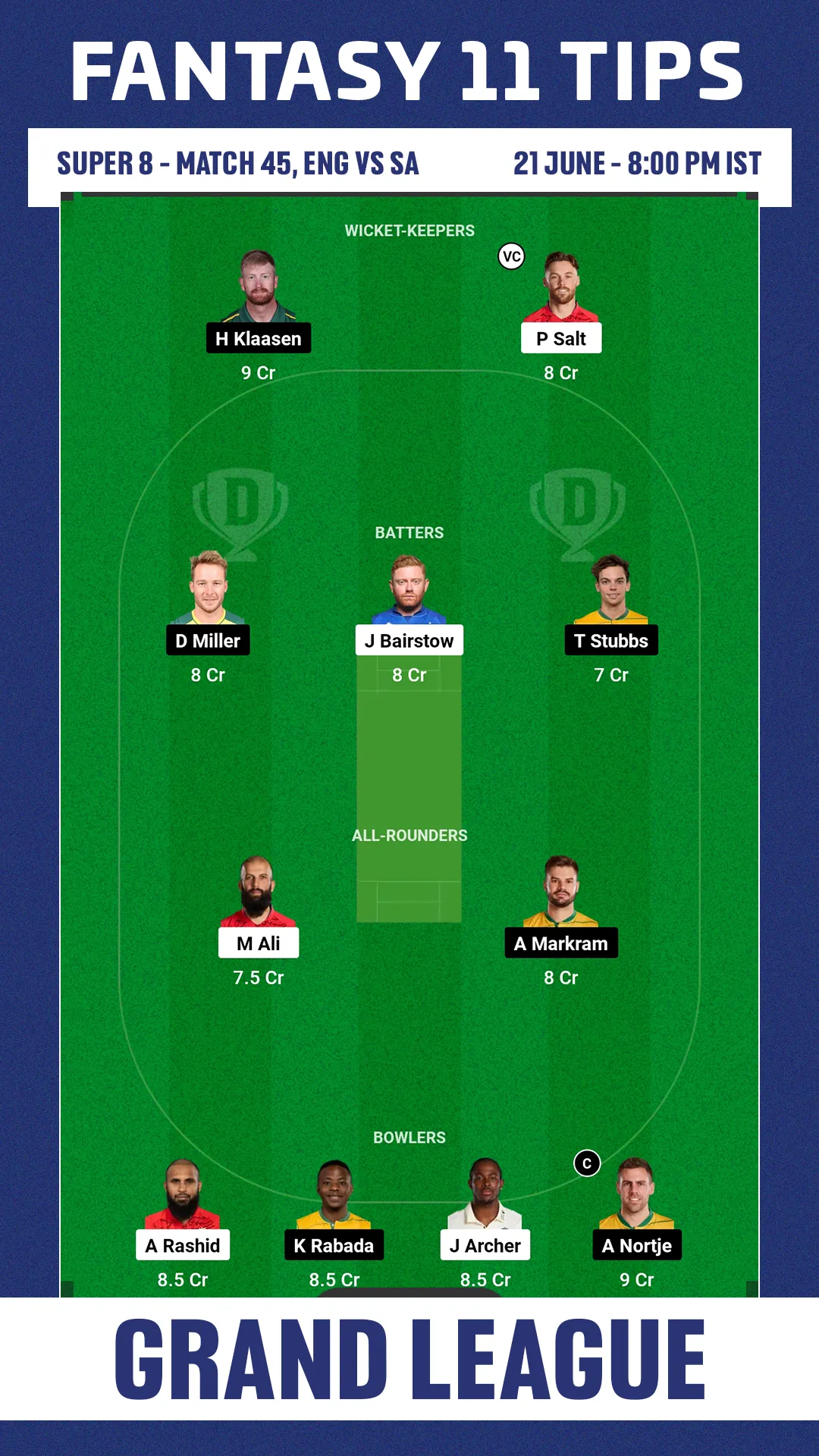 ENG vs SA Dream11 Team1