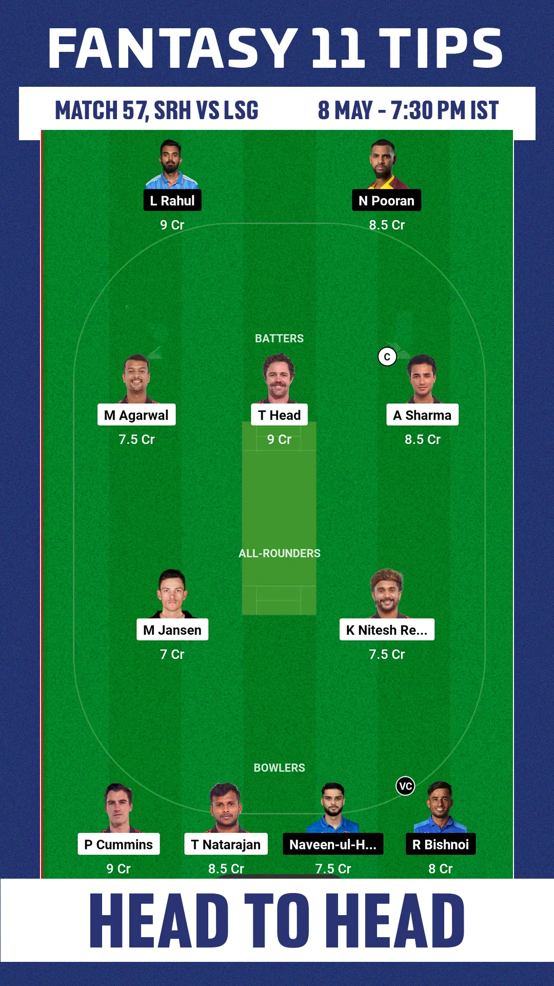 SRH vs LSG Dream11