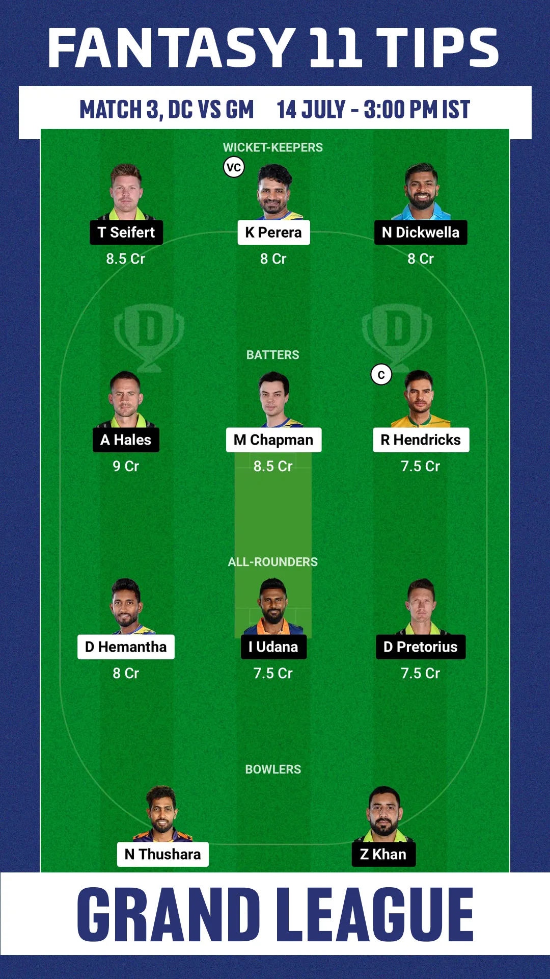 DS vs GM Dream11 