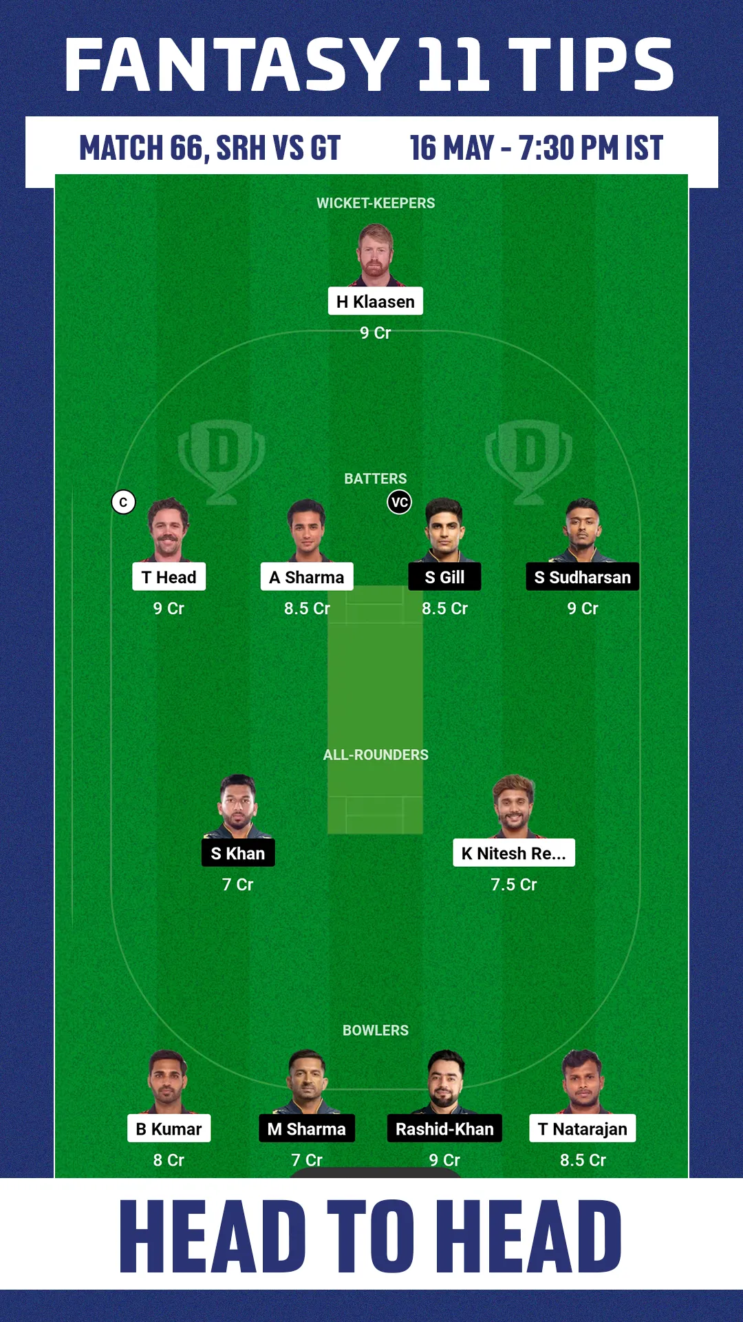 SRH vs GT Dream11 Team2