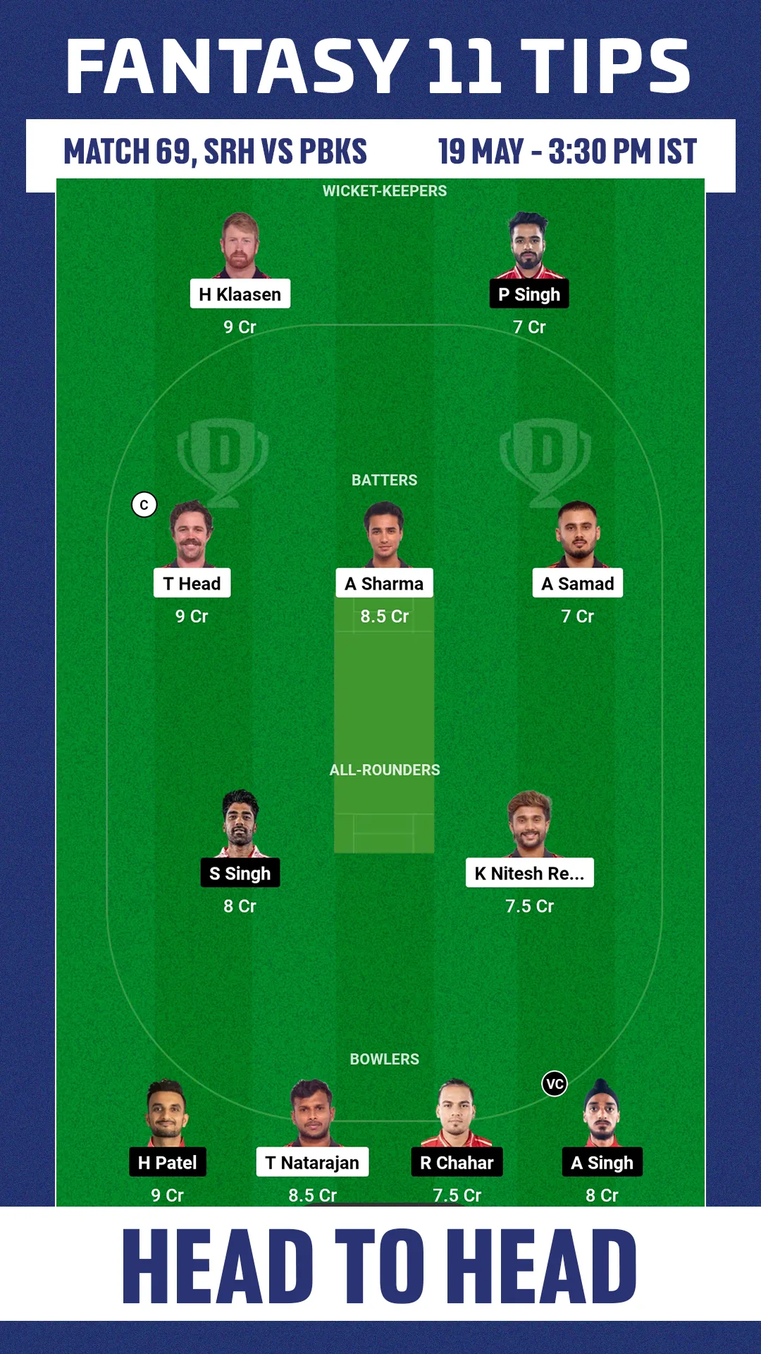 SRH vs PBKS Dream11 Team2