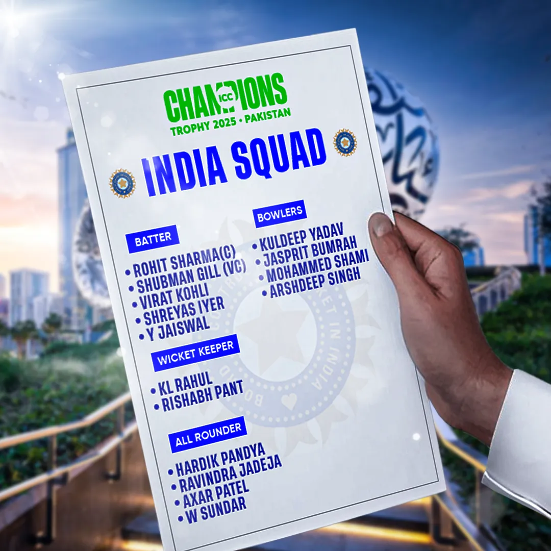 Indian squad for Champions Trophy 2025