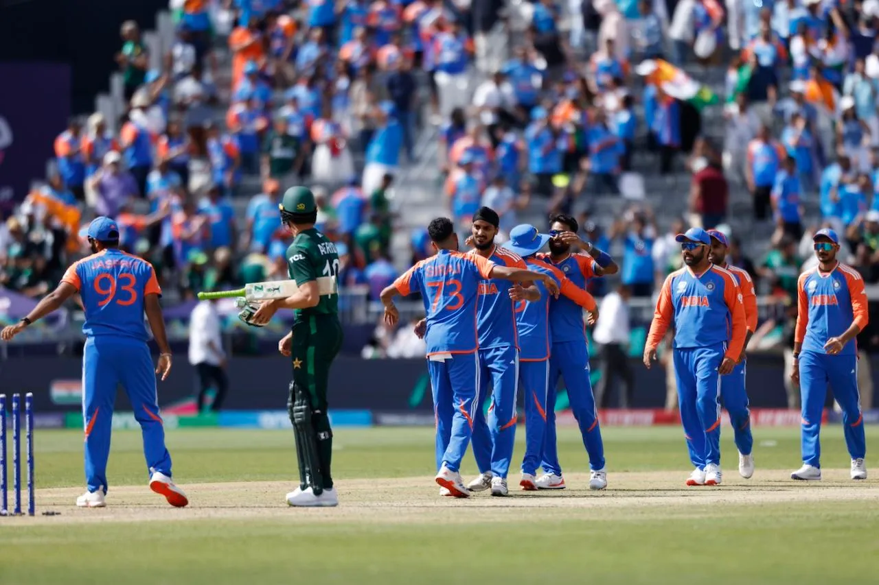 That's the game - the Indian players celebrate a tough win, India vs Pakistan, T20 World Cup 2024, New York, June 9, 2024