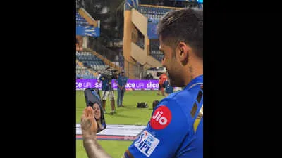 Watch: Suryakumar Yadav video-calls wife in Wankhede stands after scoring match-winning century for Mumbai Indians