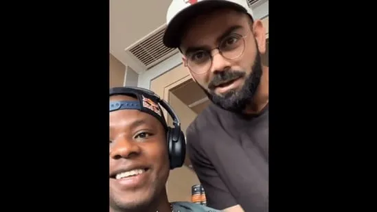 Kagiso Rabada (L) and Virat Kohli (R) during the podcast(X)