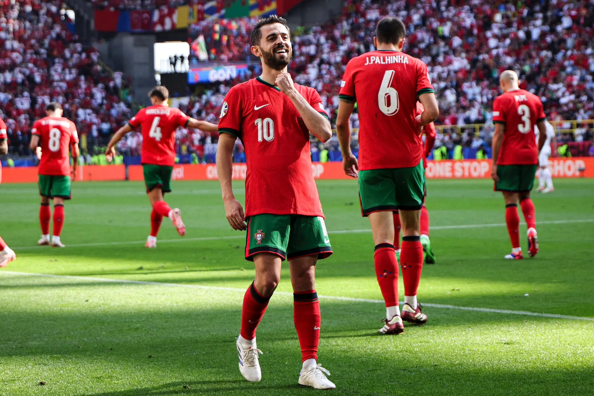 Turkey vs Portugal: Bernardo Silva celebrates Portugal's first goal of the game