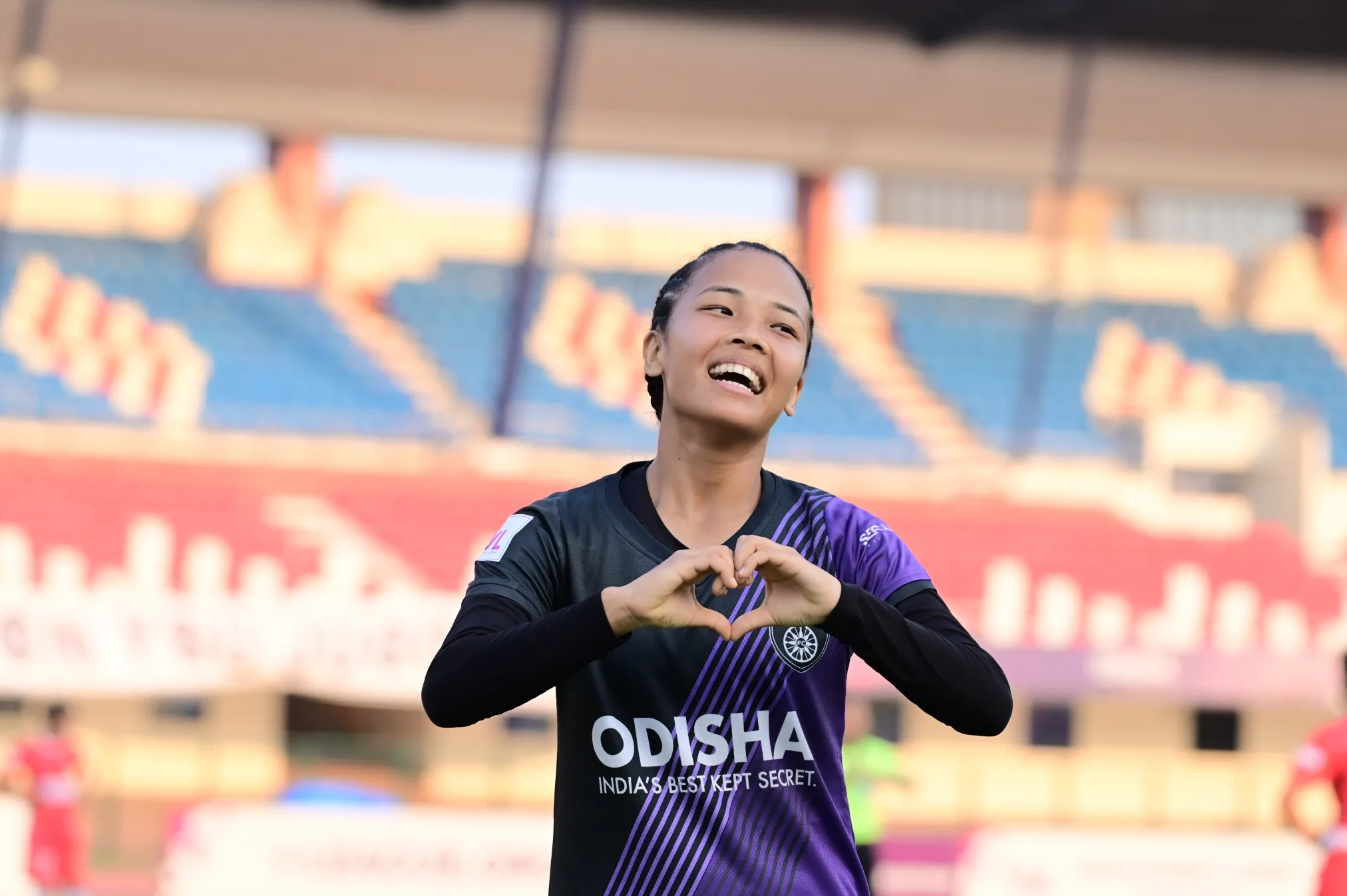 Odisha FC striker Lynda Kom after her hat-trick in the last match of IWL 2023-24