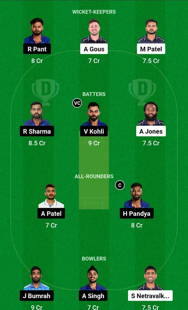 USA vs India Fantasy XI Prediction