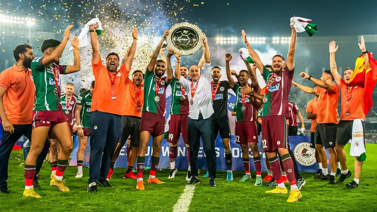 Mohun Bagan Super Giant after winning the 2023-24 ISL League Winners Shield 