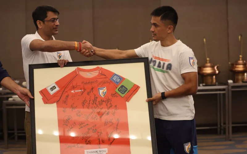 AIFF President congratulates Chhetri on his 150th International match