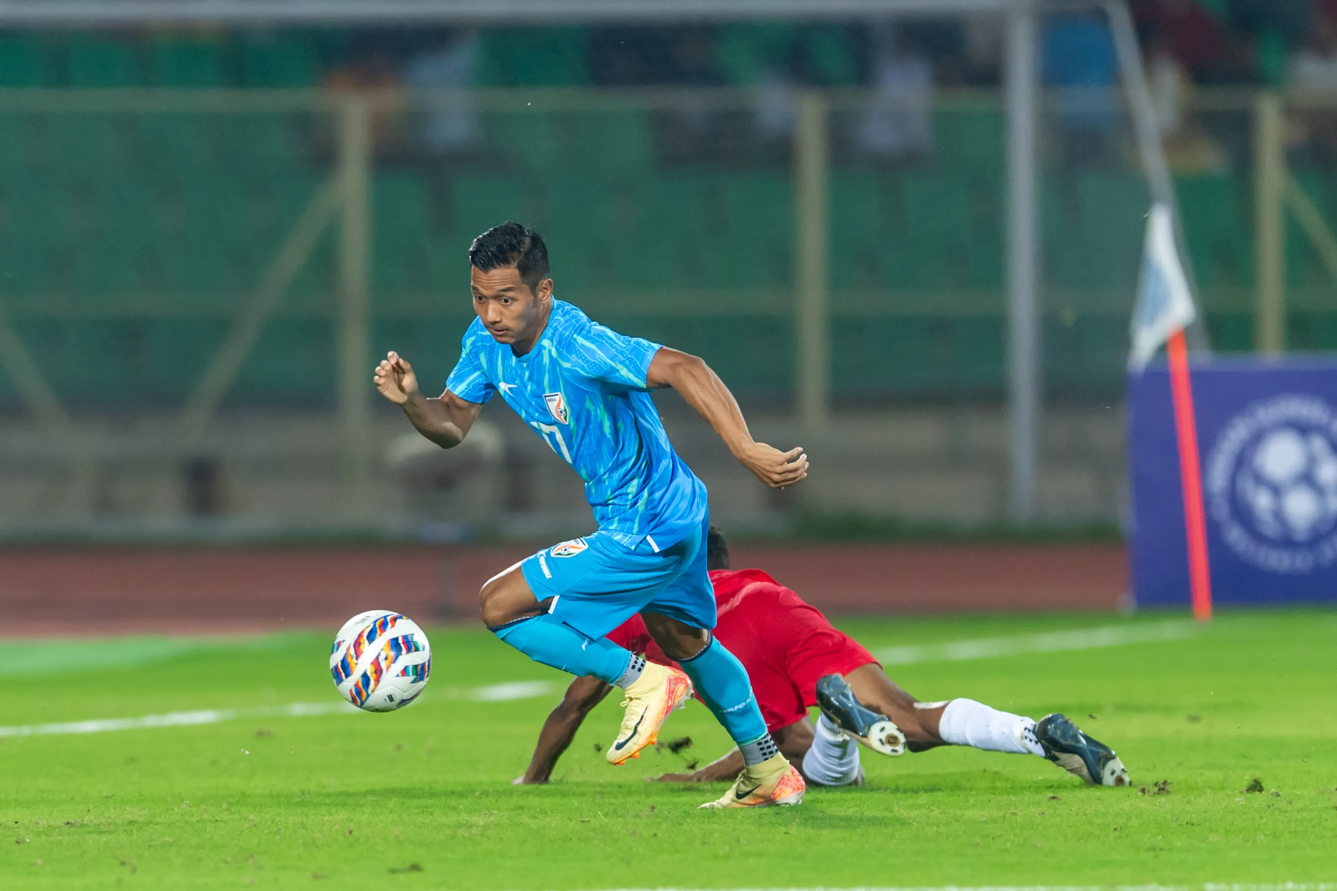 Lalianzuala Chhangte in the India vs Mauritius match in Intercontinental Cup 2024 - sportzpoint.com