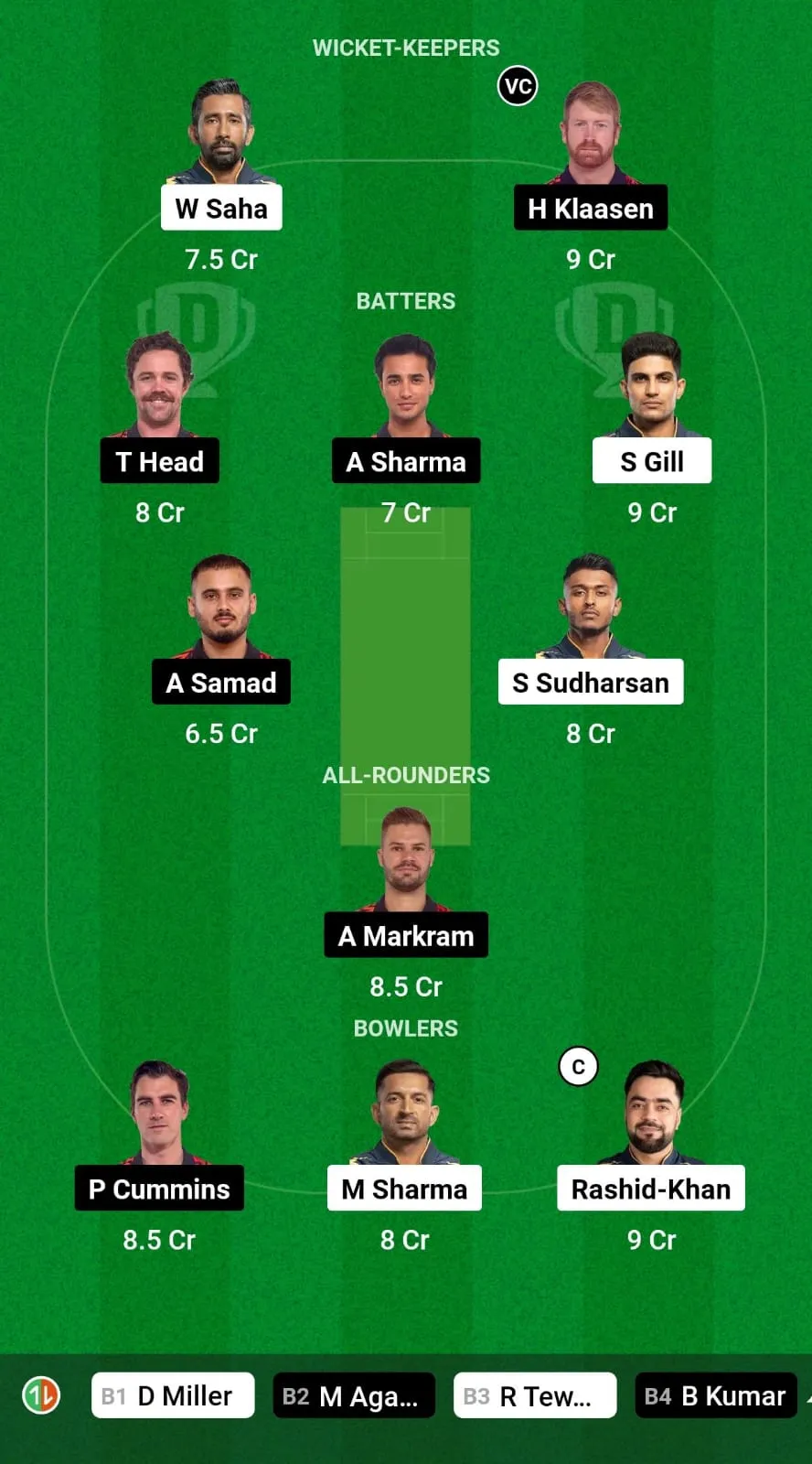 GT vs SRH IPL 2024 Fantasy XI Prediction