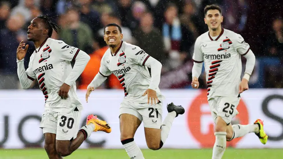 Jeremie Frimpong  scored a late equaliser for Bayer Leverkusen against West Ham United in the Europa League quarter-finals | Sportz Point