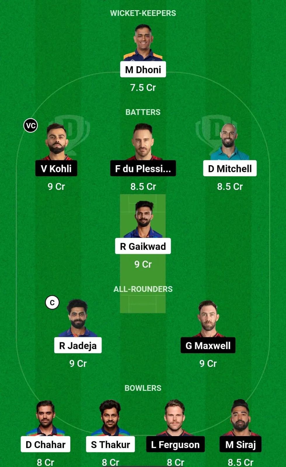 Chennai Super Kings vs Royal Challengers Bangalore Fantasy XI