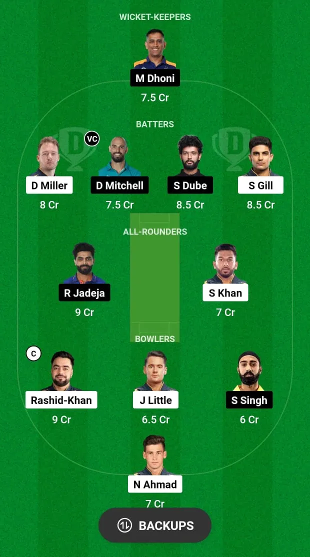 GT vs CSK Fantasy Team Prediction