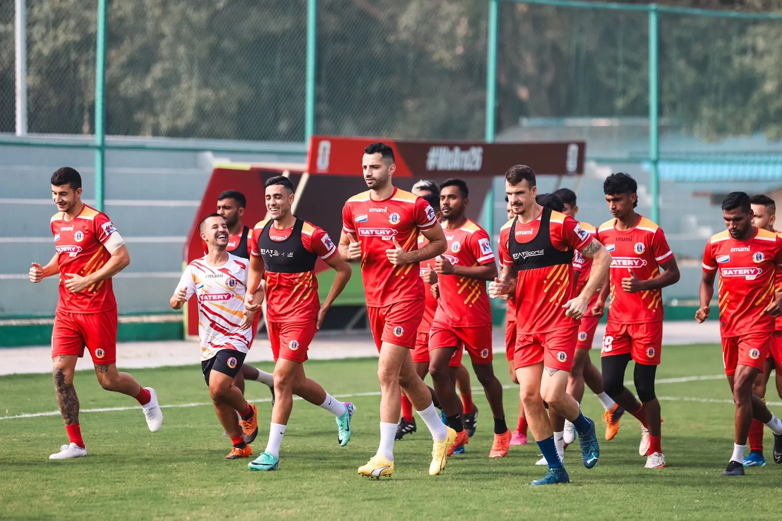 East Bengal FC players practicing ahead of the East Bengal vs Hyderabad Super Cup clash  Image - East Bengal FC