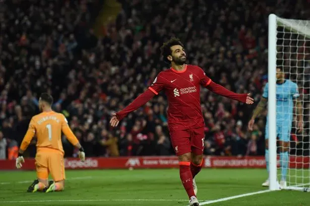 Mohamed Salah after scoring - Premier League Record - Sportz Point