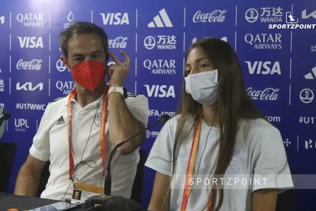 FIFA U-17 Women's World Cup 2022 | German coach Kenio Gonzalo (left) and Sandra Villafane in the press conference before the semis | Sportz Point