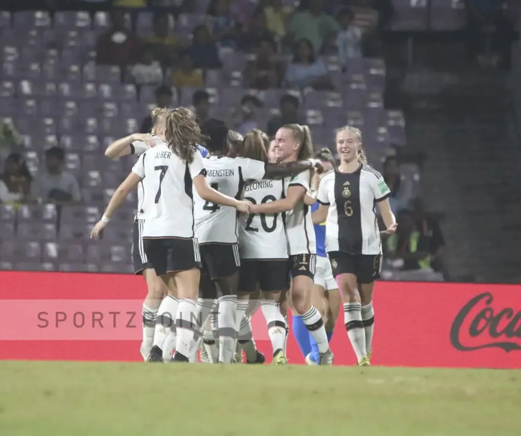 An early goal from Germany in the second quarter-final against Brazil.  | Sportz Point