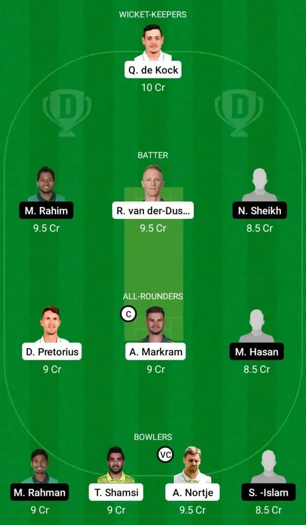 South Africa Vs Bangladesh Dream11 Fantasy Team | SportzPoint.com