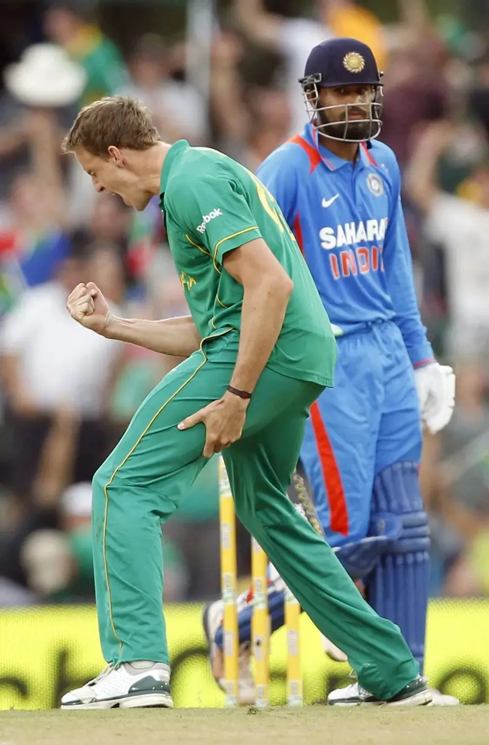 Morne Morkel after ending Yusuf Pathan's monstrous hitting during the SA vs IND 5th ODI match in 2011  Image - Associated Press