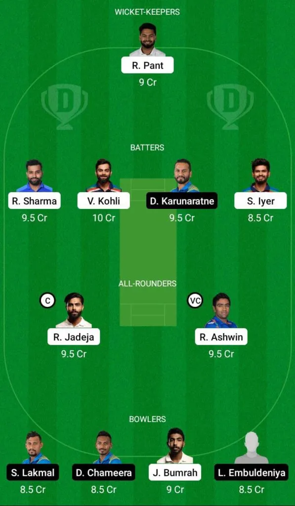 IND Vs SL Dream11 Fantasy Team | SportzPoint.com