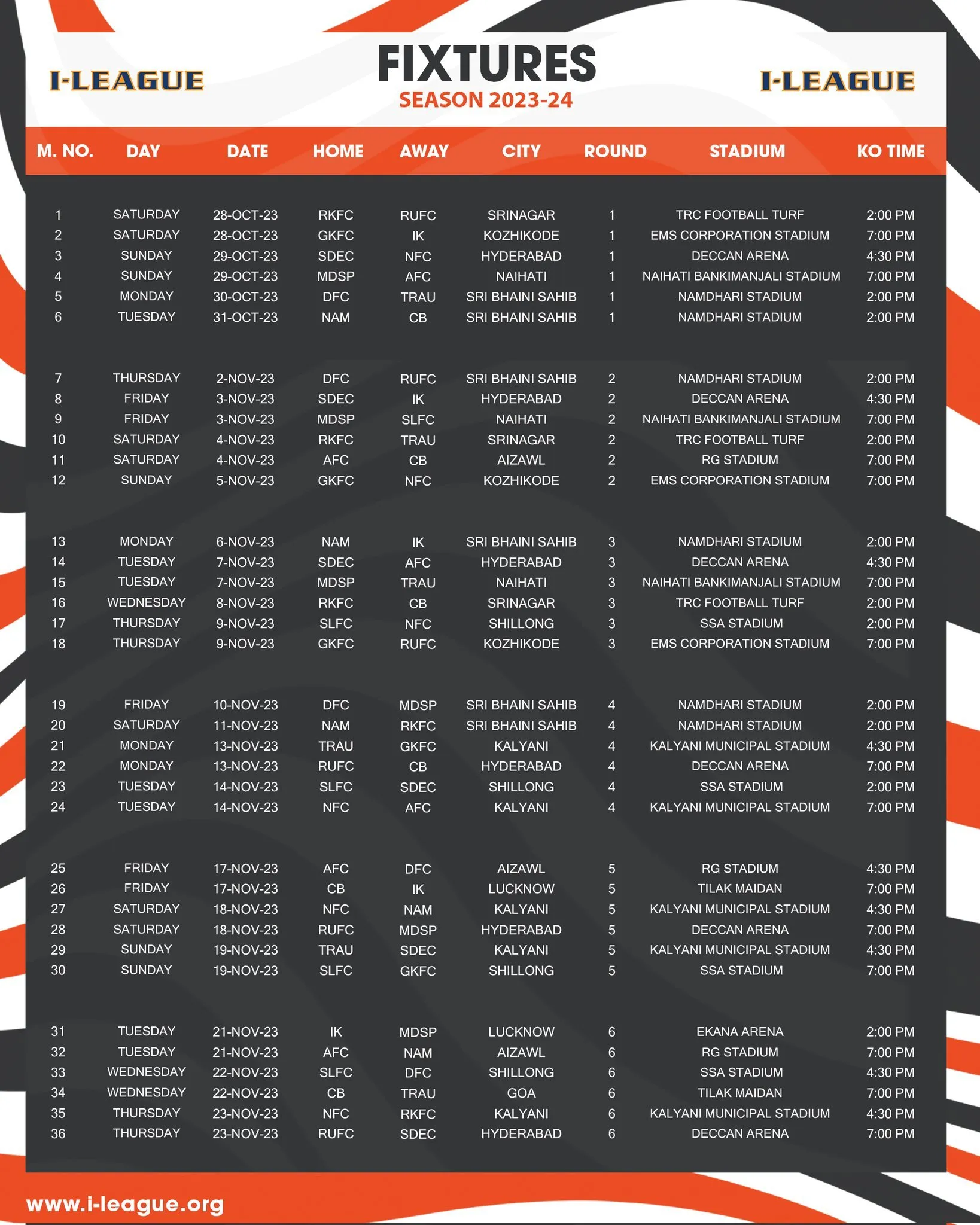 I-League 2023/24 fixtures  I-League 2023/24 fixtures