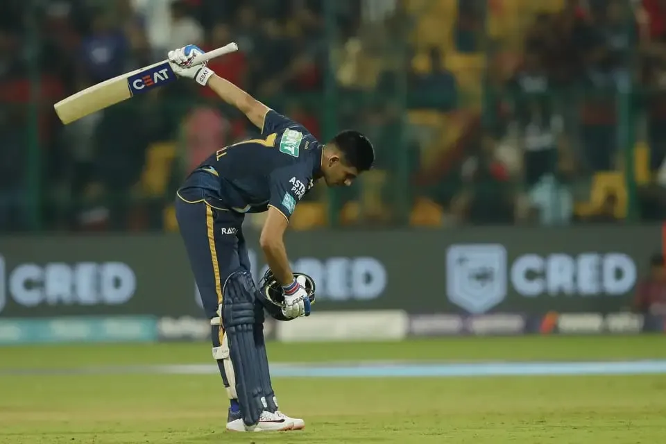 Shubman Gill with his trademark celebration after another IPL ton | Sportz Point