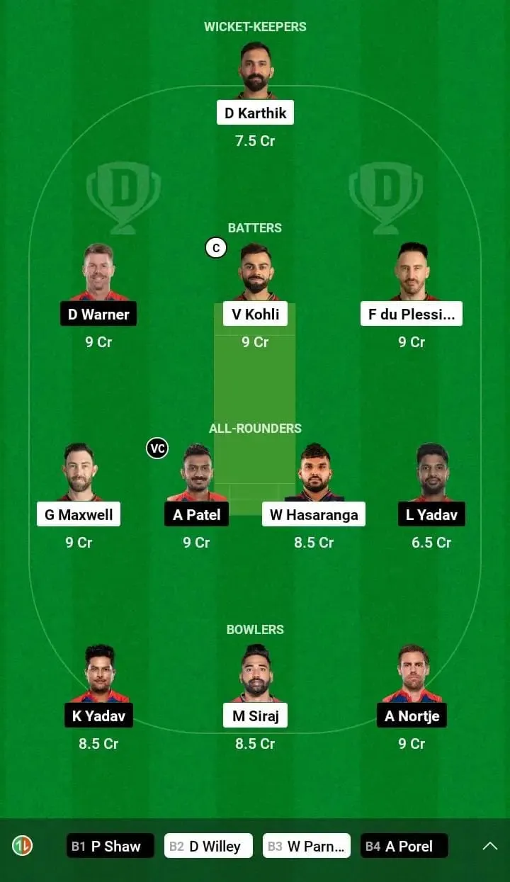 RCB vs DC | Dream XI Team Prediction | Sportz Point