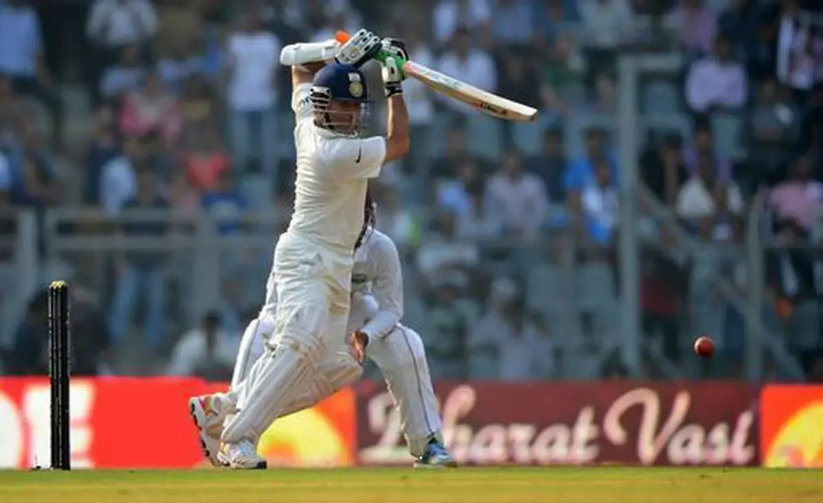 Sachin Tendulkar playing in his last and 200th test match in Mumbai.  