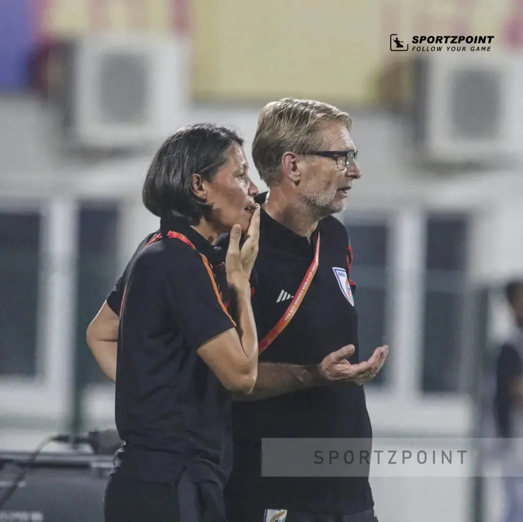 Thomas Dennerby and his assistant during India vs Brazil match at Kalinga Stadium | Sportz Point. 
