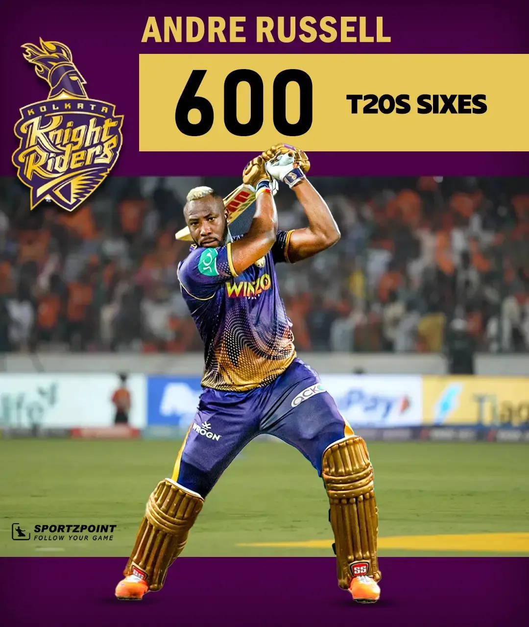 SRH vs KKR: Andre Russell becomes the third batter with 600 T20 sixes | Sportz Point