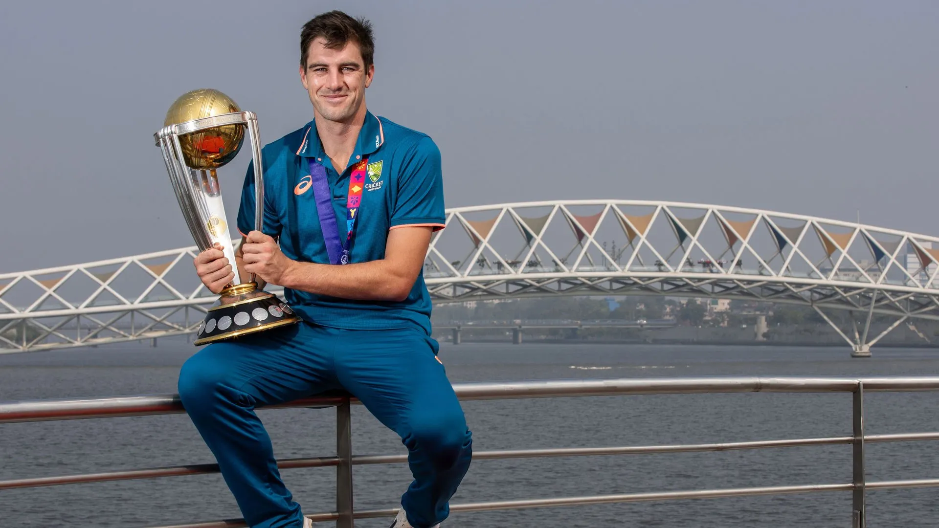 Pat Cummins with the ICC World Cup 2023 Trophy.  Image | ICC