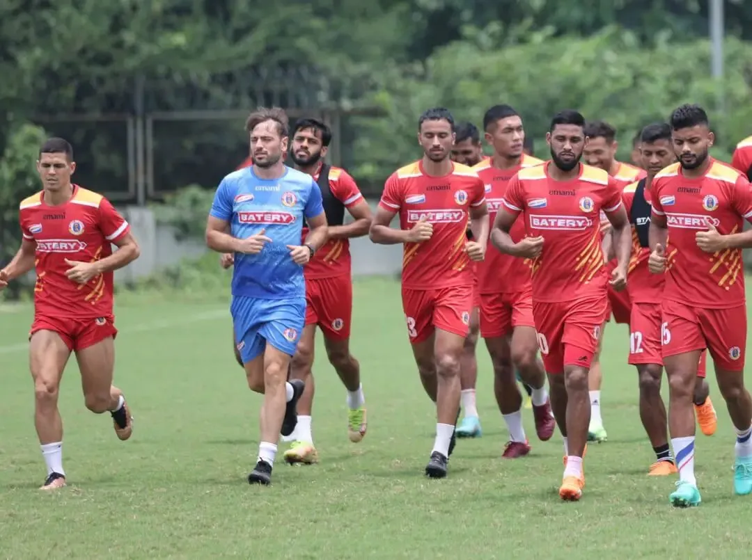 Emami East Bengal team during the practice before their Durand Cup game against Punjab FC. | Sportz Point