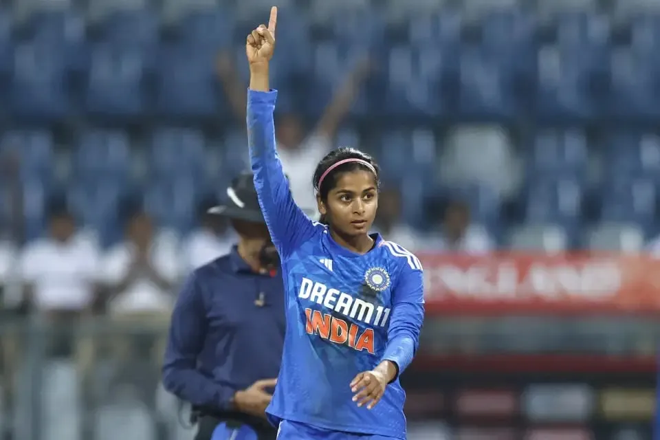 Shreyanka Patil was on a hat-trick after dismissing Bess Heath and Freya Kemp  BCCI