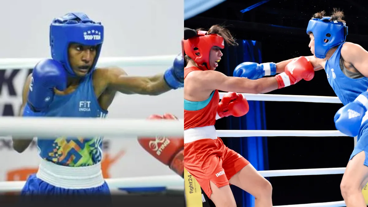 Sonia Lather, Kalaivani launch title bids with dominant wins at Women's National Boxing Championships. Image- English Jagran  