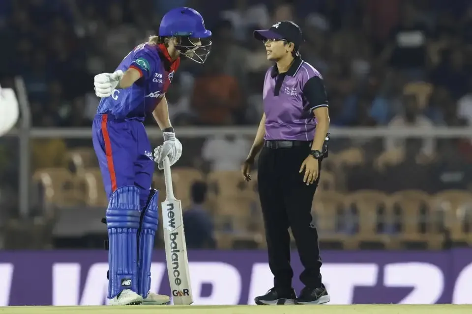 WPL 2023: Meg Lanning checks with umpire Vrinda Rathi for a no-ball | Sportz Point